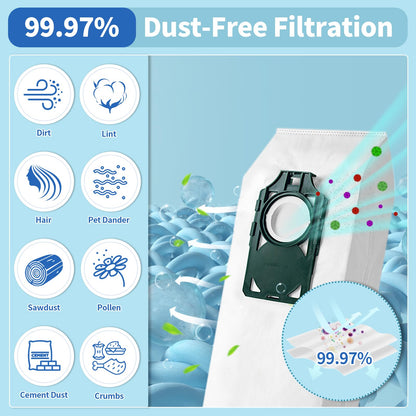 Gudotra 9 Pack Replacement HEPA RLH-6 Vacuum Bags for Riccar SupraLite R10S R10D R10O R10SAND Simplicity Freedom R10S R10D S10P S10SAND Upright Vacuums Cleaner
