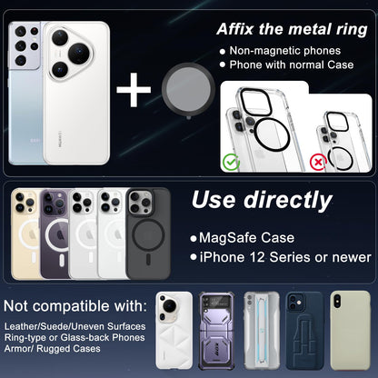Magnetic Phone Charging Holder for Car - Upgraded 360° Vacuum Magnetic Phone Holder, Foldable Retractable Suction Cup Car Phone Mount for Magsafe for Your Car/Gym/Mirror Mount for iPhone & Android