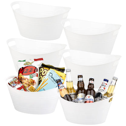Tiawudi 6 Pack Plastic Oval Storage Tub, Ice Bucket for Wine, Beer and Champagne, Bottle Drink Cooler for Parties, Storage Basket, 4.5 Liter