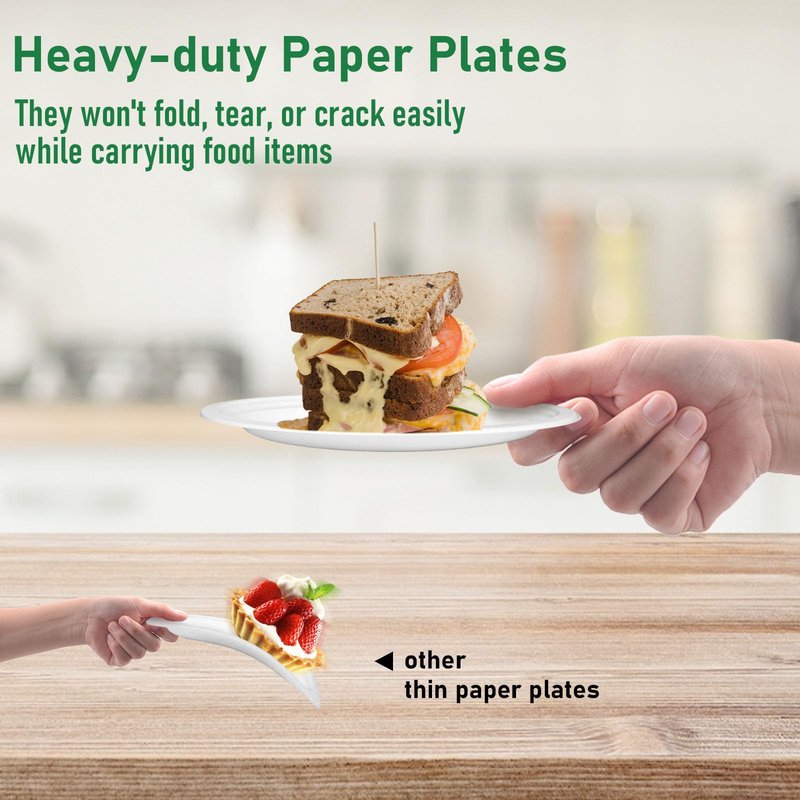 Uniecocus Small Paper Plates 6 Inch, Disposable Dessert Plates for Appetizer, Cake, White, 300 Pack