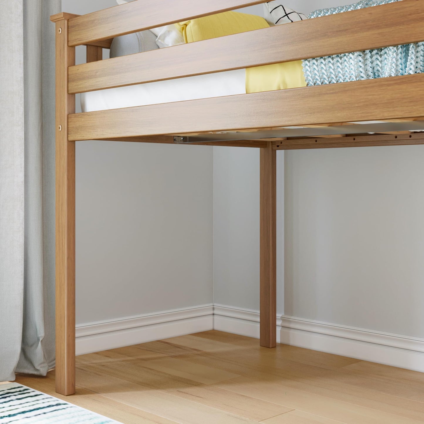 Max & Lily Classic Twin Low Loft Bed with Angled Ladder and 14-Inch Safety Guardrails, Solid Pine Wood Kids Bedroom Furniture, Space-Saving Loft Design, Clay