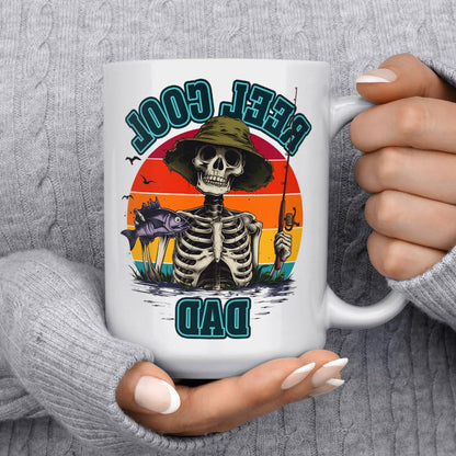 Reel Cool Dad Coffee Mug, Fishing Lover Gifts for Dad, Father's Day Cup, Fishing Gifts for Men (15oz)