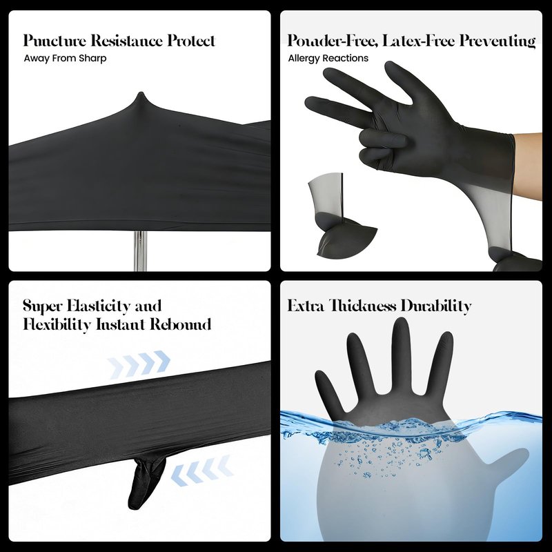 Xandoval Kids Disposable Gloves for 4-8 Years, 5Mil Small Black Nitrile Gloves for Work, Cleaning, Cooking, Gardening，Latex-Free and Powder-Free(XS,100PCS)