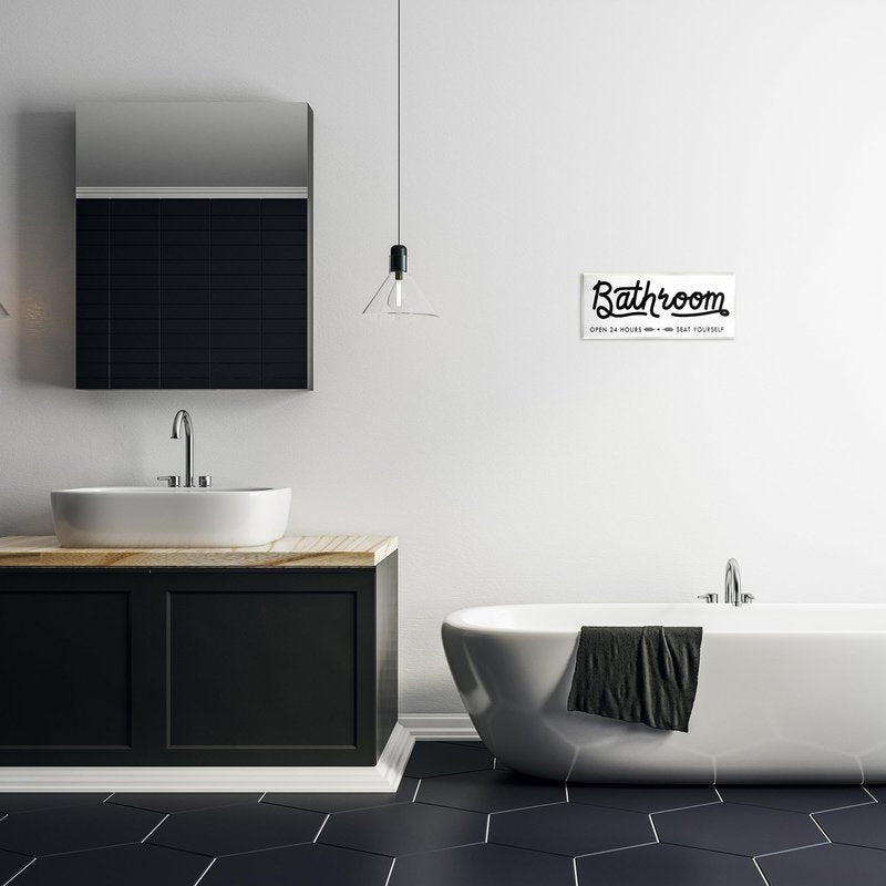 Stupell Industries 'Seat Yourself Bathroom Sign', Wall Plaque Art, 17 x 7 Inches, Easy to Hang and Sturdy, Made in USA, by Lil' Rue