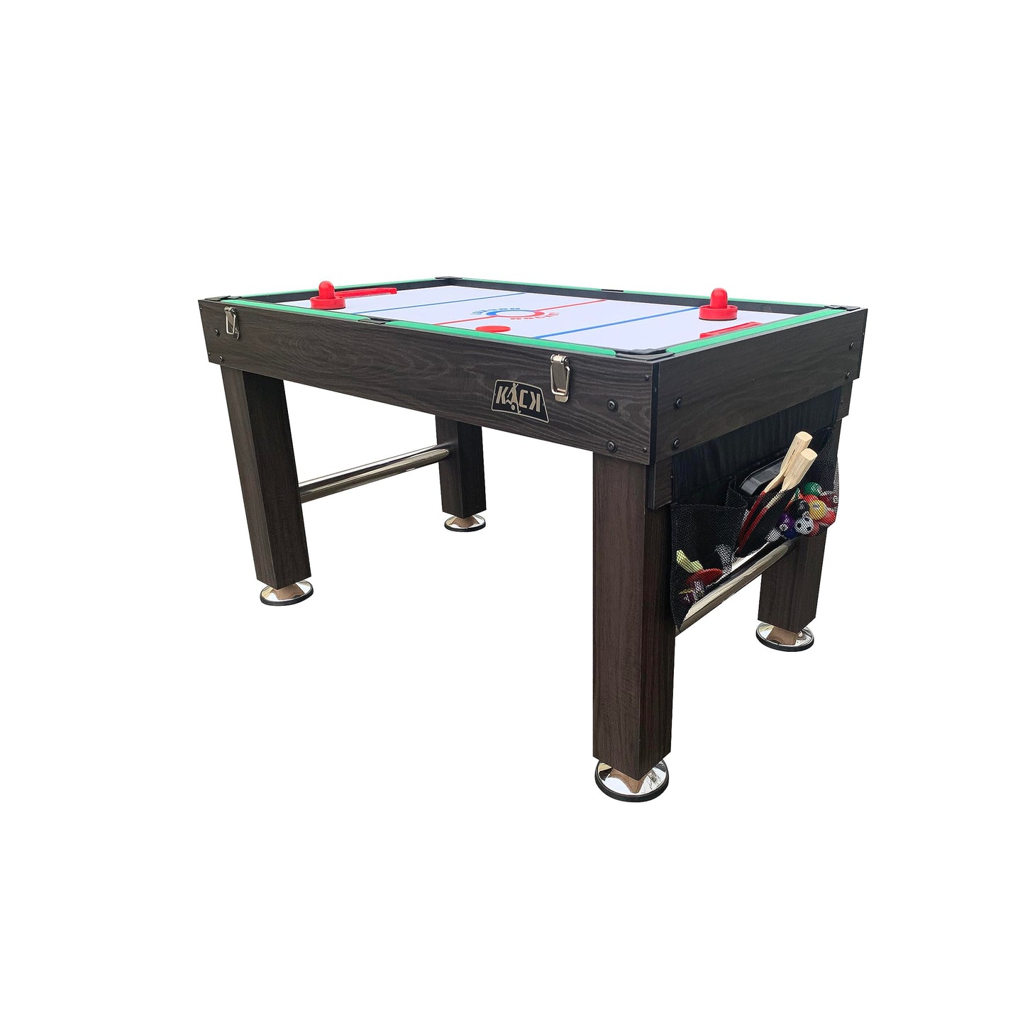 KICK Tetrad 55" 4-in-1 Multi Game Table (Brown) – Foosball, Billiards/Pool, Air Hockey & Ping Pong