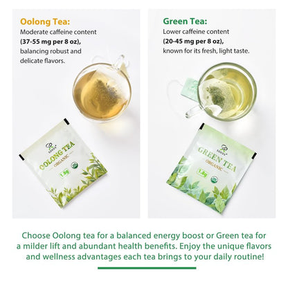 Soeos Organic Green Tea, 100 Tea Bags (Pack of 1), Caffeinated, Low Caffeine, Fresh and Healthy Green Tea, 6.3 Ounce