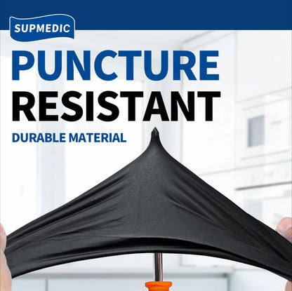 Supmedic Disposable Nitrile Gloves, Chemical Resistant, Powder-Free, Latex-Free, Food Safe, Medical Exam Gloves, Black, Large, 100 Pcs