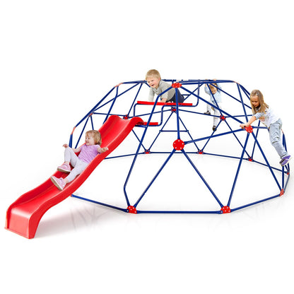 Olakids Climbing Dome with Slide, Kids Outdoor Jungle Gym Geometric Dome Climber, Steel Frame, 13.3FT Climb Structure Backyard Playground Center Equipment for Toddlers