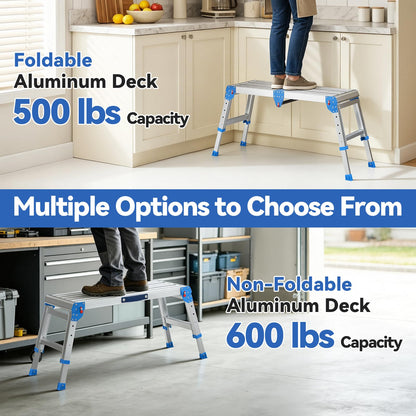 Loyoda Heavy Duty Work Platform, 600 lbs Capacity Folding Work Platform with One-Touch Automatic Fold, 4 Levels Adjustable Height, Portable Step Stool for Home Repair, Painting, Car Wash, Kitchen