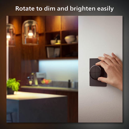 Philips Hue Wall Tap Dial Light Switch, Portable, White - 1 Pack - Requires Hue Lights and Hue Bridge - Smart Home - Easy, No-Wire Installation