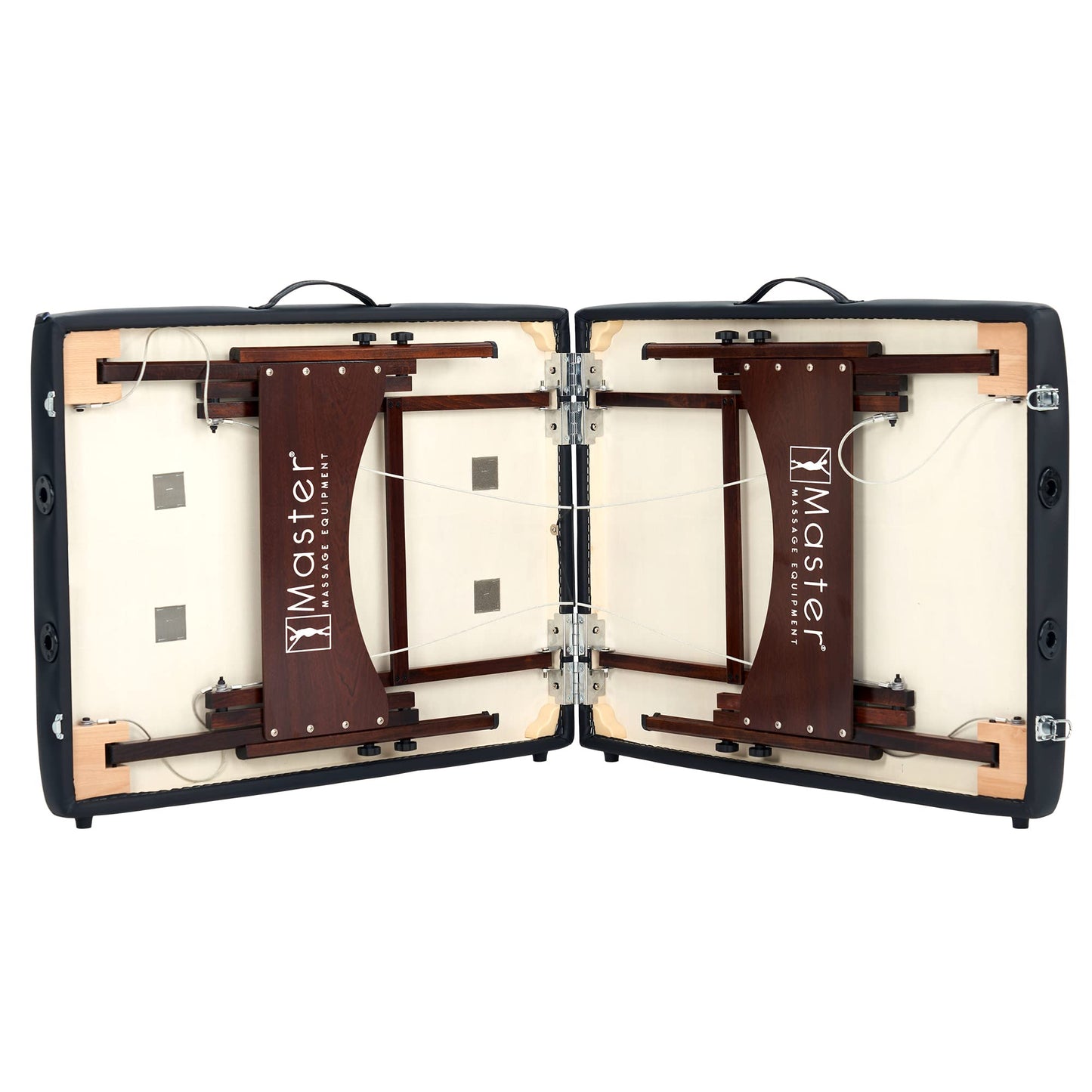 Master Massage Argo 28" Portable Massage Table with Walnut Legs – Spa Bed, Lash Table, Tattoo Bed, Beauty Bed – Black (Ambient Lighting System)