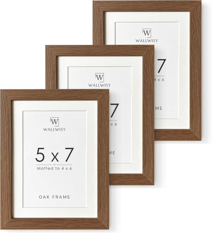 5x7 5 7 4x6(Openning 3.5x5.5), 7x5 5x7 Set 3) Picture Frame, Solid Oak Wood x Photo Frame with Mat to Size is Picture