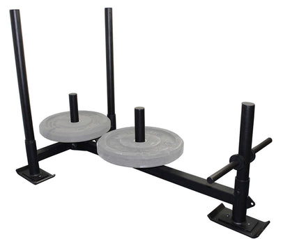 Titan Fitness High-Low Push Pull Drag Sled for Speed Training and Agility, 600 LB Capacity, Use on Grass, Turf, Concrete or Asphalt, Fits Olympic Weight Plates (Sled with (3) UHMW Plastic Ski Liners)