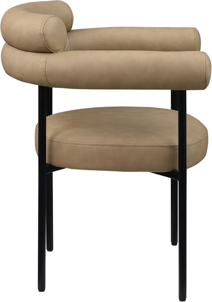 Meridian Furniture Blake Collection Modern | Contemporary Upholstered Dining Chair with Metal Frame, 28.5" W x 24" D x 31.5" H, Tan, Set of 2
