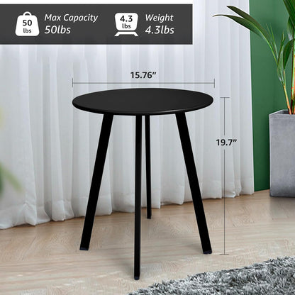 Meluvici Outdoor Side Table, Weather Resistant Patio Small Side Table Outdoor Indoor Round Metal Steel Small Table