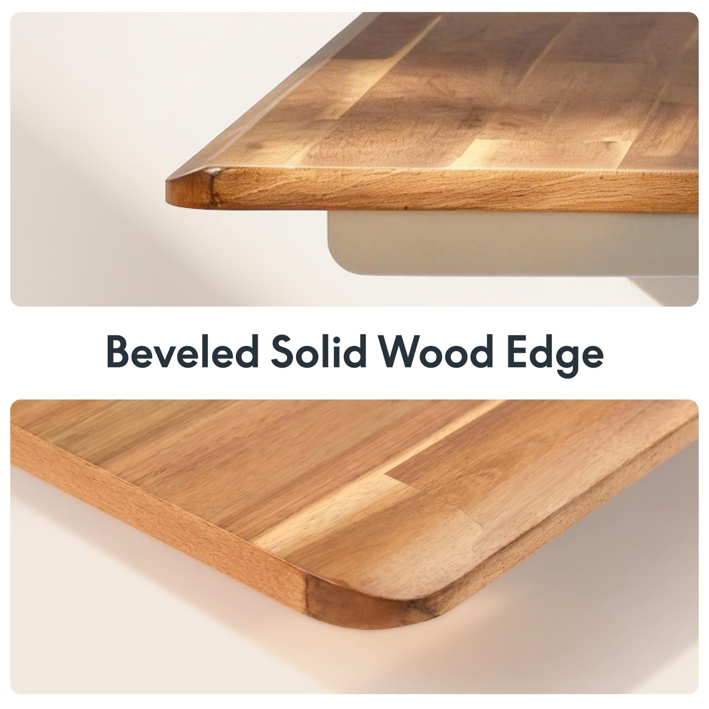 FLEXISPOT Acacia Solid Wood 60"x30" Butcher Block Desktop – Thick Beveled Edge Tabletop for Standing Desk, Office Table, Workbench, DIY Furniture Projects, Natural