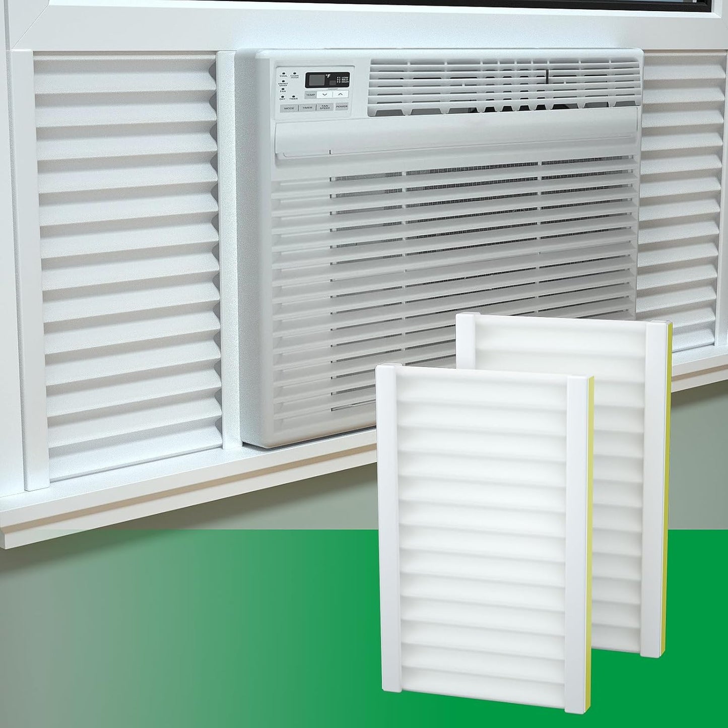 VACUUM002WHITE Window Air Conditioner Side Insulated Panel, 2PIC Insulation Panels Window Seal Kit with 4 Pressure