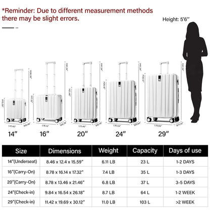 Hanke 29 Inch Luggage Suitcases with Spinner Wheels Lightweight PC Hardside Rolling Suitcase with Travel Lock, Checked-Large (Ivory White)