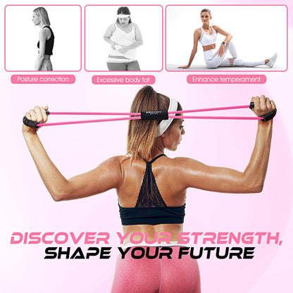 Resistance Bands, Figure 8 Resistance Band, Exercise Bands with Handles for Back, Workout Bands for Arms, Shoulder, Leg, Physical Therapy, Pilates, Home Gym Workout Equipment for Women Men