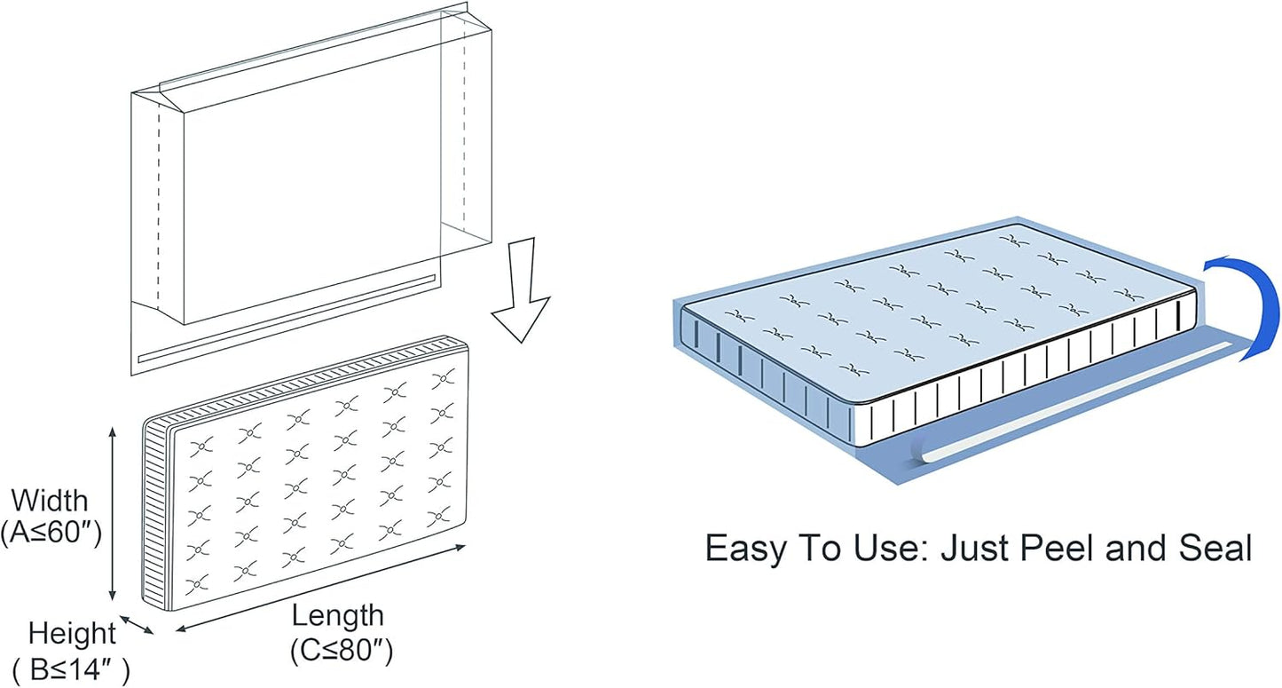 ComfortHome 4 Mil Extra Thick Sealable Mattress Bag with Adhesive Strip for Moving and Storage, Heavy Duty, Fits Twin