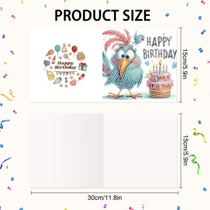 Focart 6-Pack Pets Birthday Diamond Painting Greeting Card Kits, Special Shaped Diamonds Painting, DIY Handcraft for Relatives and Friends with Wishes,Unique Design Crafting for Birthday Cards
