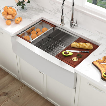 Sarlai 36 Farmhouse Sink Stainless Steel - 36x22 Inch Kitchen Sink Ledge Workstation Apron Front Single Bowl 16 Gauge Stainless Steel Luxury Undermount Farm Kitchen Sink