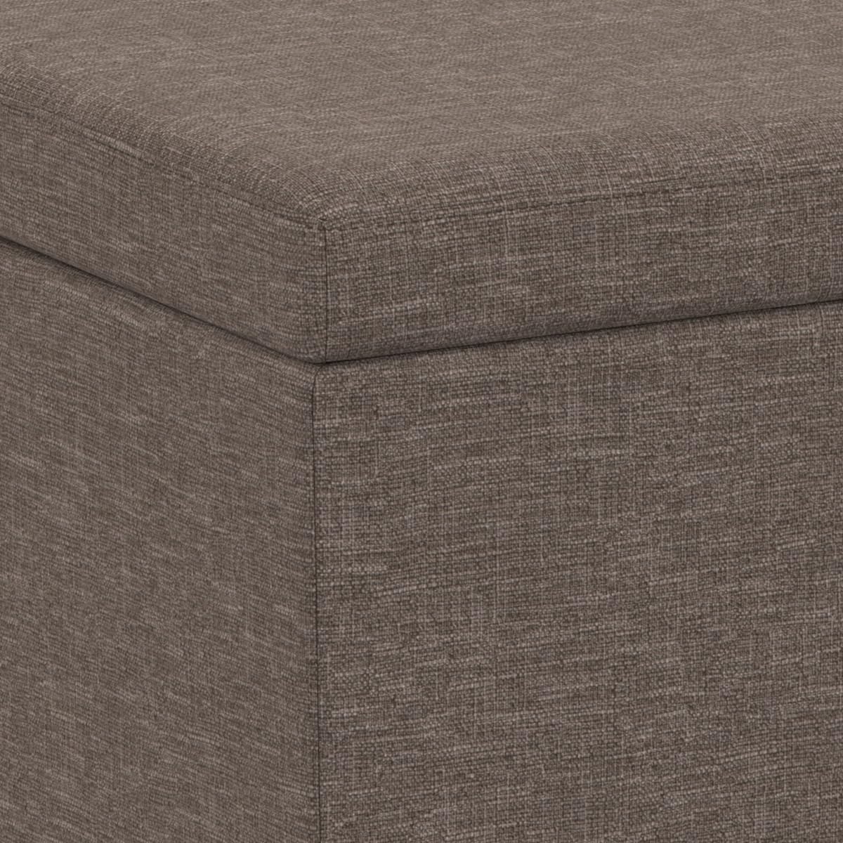 SIMPLIHOME Avalon Extra Large Storage Ottoman Bench - 54 inch Wide Upholstered Linen Look Fabric Rectangular Lift-Top Ottoman in Fawn Brown, Contemporary Bench for Living Room with Hidden Storage