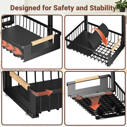 Under Sink Organizer by [Brand Name] - L-Shape 2-Tier Pull-Out Cabinet Storage Rack | Adjustable Height, Black, 2 Pack