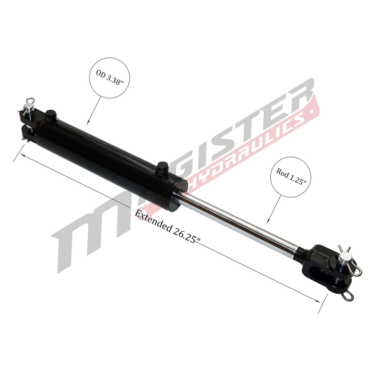 Magister Hydraulics Double Acting Hydraulic Cylinder - AG Clevis Hydraulic Cylinder 2500 PSI tie-Rod Alternative 3" bore 8" Stroke (3x8)