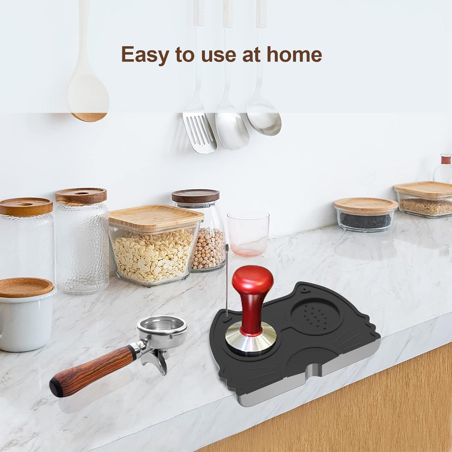 Espresso Tamper Mat, Food Safe Silicone Coffee Mat, Anti-Slip Corner Tamp Pad for Barista Tool Home Kitchen