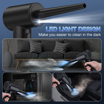 Compressed Air Duster, 3 Gear to 51000RPM Cordless Electric Air Duster, 6000mAh Rechargeable Air Blower with LED Light for Laptop Computer Camera Keyboard Cleaning Dust Hair Replace Compressed Air Can