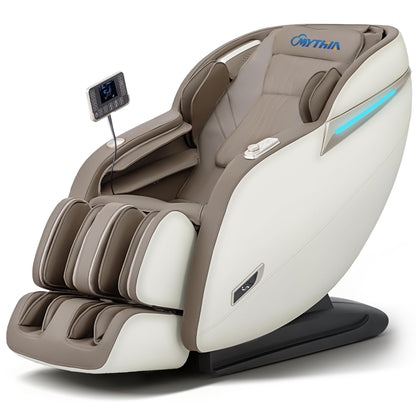 MYTHIA 2026 Full Body Massage Chair for After Work Recovery - Zero Gravity Recliner up to 165°with SL Track, Heat Therapy, Bluetooth & USB Charging Port (MD906-Beige)