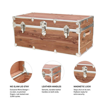 Rhino Trunk & Case Knotty Cedar Chest – Large Storage Box, Coffee Table, End of Bed Trunk or Entryway Storage Bench – 32"x18"x14" USA-Made, Furniture Grade, Heirloom Aesthetic – Strong and Secure