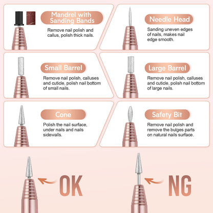 20000RPM Electric Nail Drill Compact Portable Efile Professional Manicure Pedicure Nail File Drill Kit for Acrylic, Gel Nails and Home Salon Use