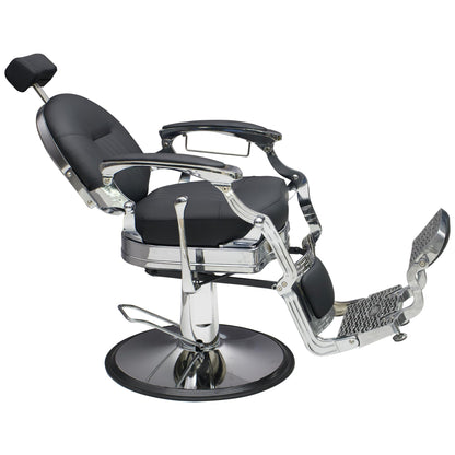 Professional Barber Chair - Hydraulic Salon & Tattoo Chair, 550lb Capacity, 360° Swivel & 160° Recline, Adjustable Headrest (Vintage Silver)