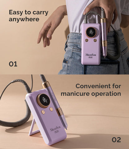 MelodySusie 2 in 1 Professional Nail Drill, 30000 RPM SC330G Electric Nail File with Kickstand for Gel Nails Polishing Removing, Portable Cordless Nail Efile for Manicure Pedicure at Home & Salon,Gold