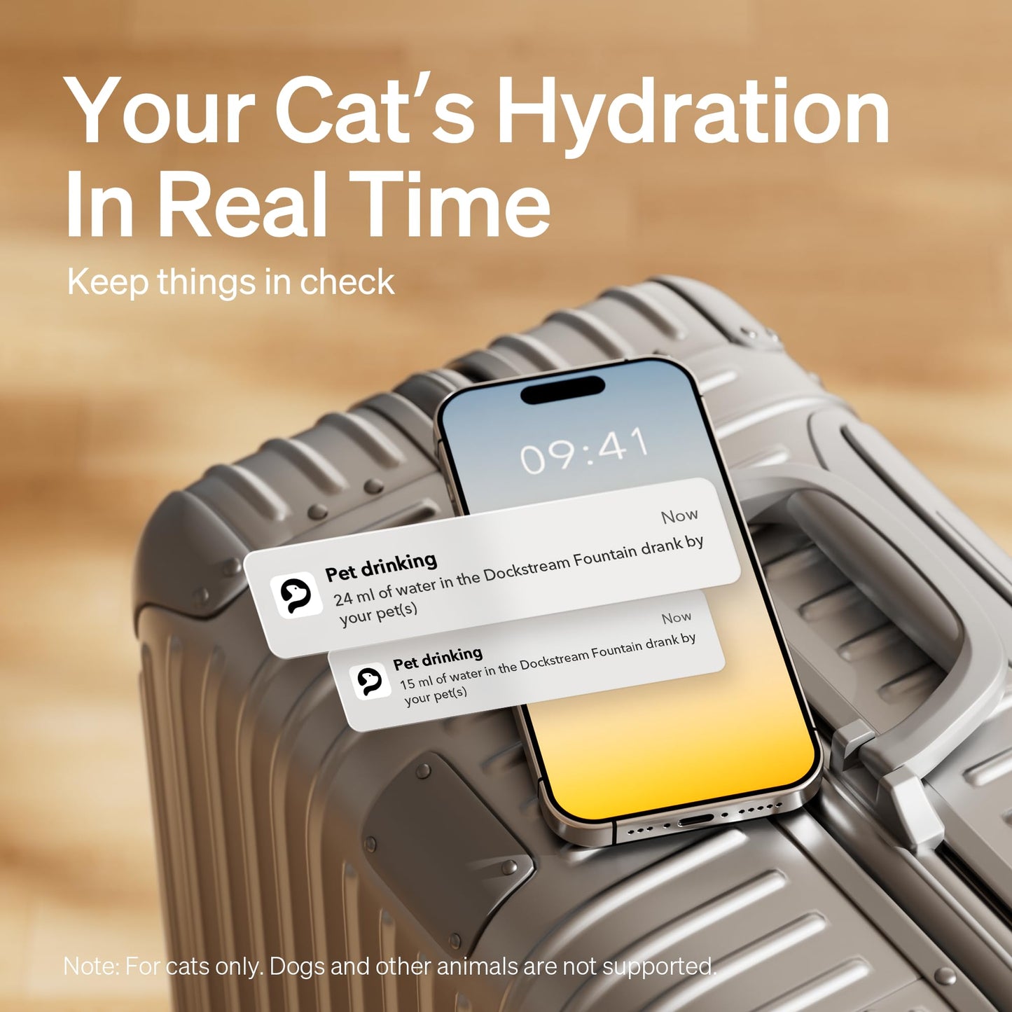 PETLIBRO Cat Water Fountain, App Monitoring Pet Fountains for Cats Indoor with Stainless Steel Tray, 2.5L/84oz Dockstream Automatic Water Dispenser for Drinking, 2.4G Wi-Fi Smart Bowl Inside