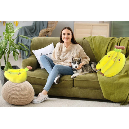 Hofun4U Banana Plush Pillow, A Bunch of Bananas Plush Stuffed Toy, Fruit Plushie Banana Hugging Pillow, Gift for Birthday, Valentine, Christmas (Yellow,17 inch)