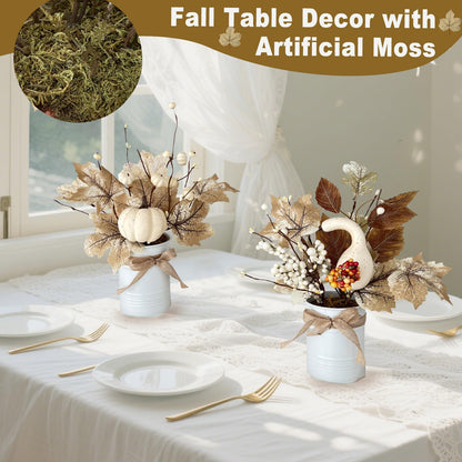 2 Pack 12" Thanksgiving Decorations Thanksgiving Centerpieces for Dinner Table Potted White Maple Arrangement in Metal Pot White Pumpkin Berried Autumn Thanksgiving Table Decor for Home Kitchen Office