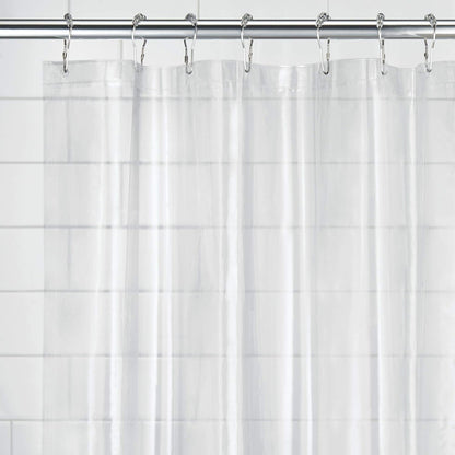 iDesign Vinyl Shower Liner, PVC-Free Curtain with Magnets, Long, Clear