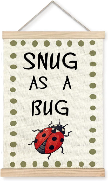 12x16 Inch YTRGI Snug as a Bug Nursery Wall Art Decor, Nursery Wall Decor, Cute Ladybug Insect Poster Hanger Frame