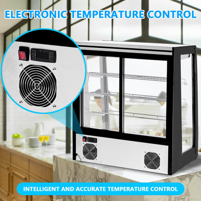 Festisoul Commercial Refrigerated Display Case, 196L Glass Door Countertop Refrigerator with Double Layer Tempered Glass, 110V for Restaurants, Cafes, Stores, Black