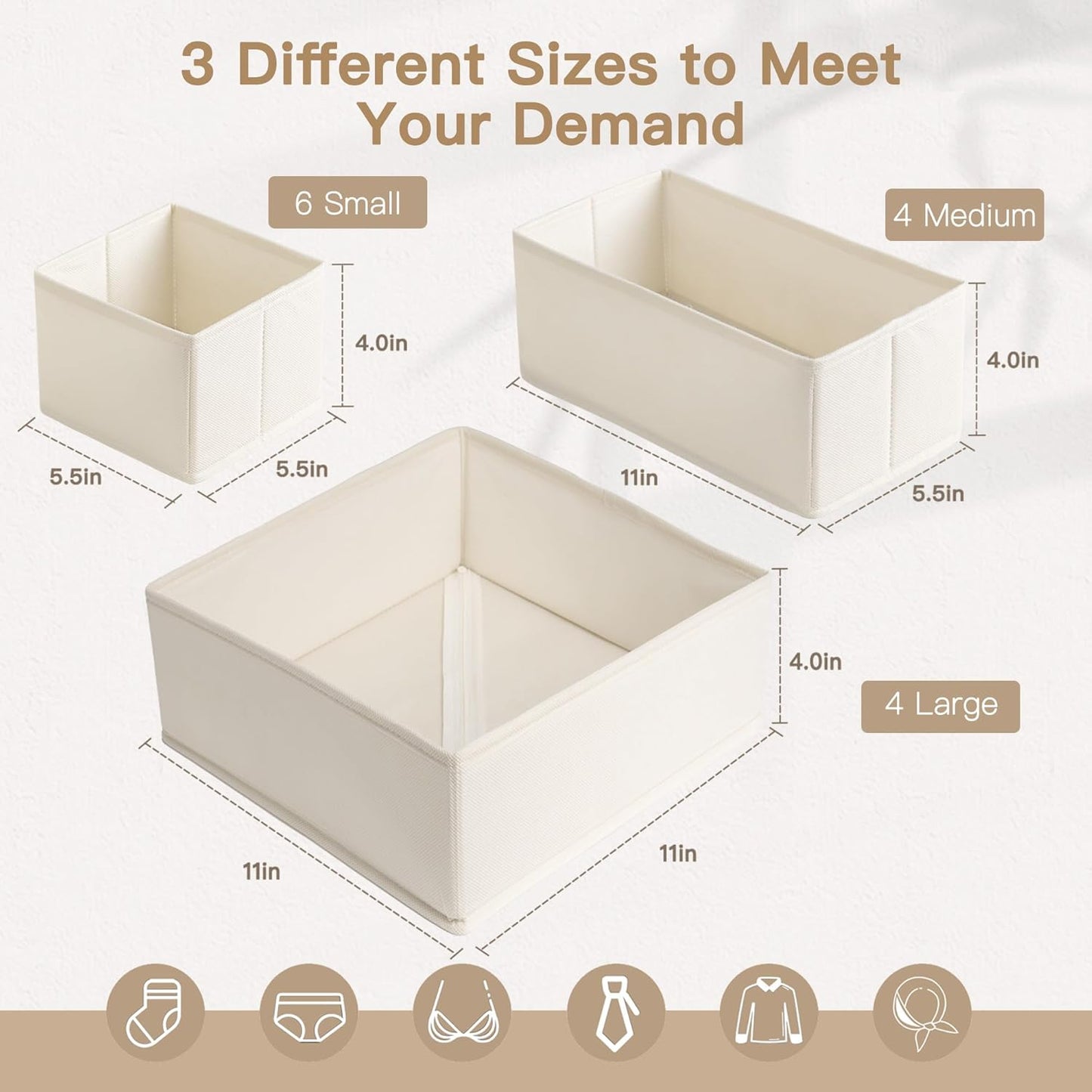 14 Pack Closet Criusia Drawer Organizer Clothes, Dresser Organizer for Baby Clothes, Underwear, Sock- Foldable