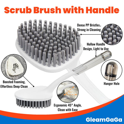 3 Pack Shower Scrub Brush Set – Heavy-Duty Scrub Brushes for Cleaning with Long Handle, Stiff Bristles Grout Brush, Shower Scrubber for Bathroom, Bathtub, Kitchen, Tile, Floor, Grout, Sink & Carpet