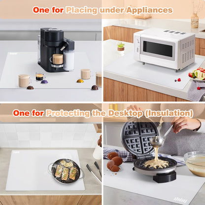 2MM Extra Thick Silicone Mats for Kitchen Counter Heat Resistant Mat, 23.6" x 15.7" Silicone Countertop Protector Matt Large Placemats, Silicon Craft Pad for Resin by Foepoge(2Pcs, Translucent)