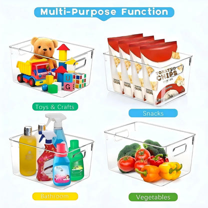 SKTEET Set of 8 Clear Plastic Storage Bins, 4 Large and 4 Small Stackable Storage Containers for Pantry Organization and Kitchen Storage Bins,Home Edit and Cabinet Organizers