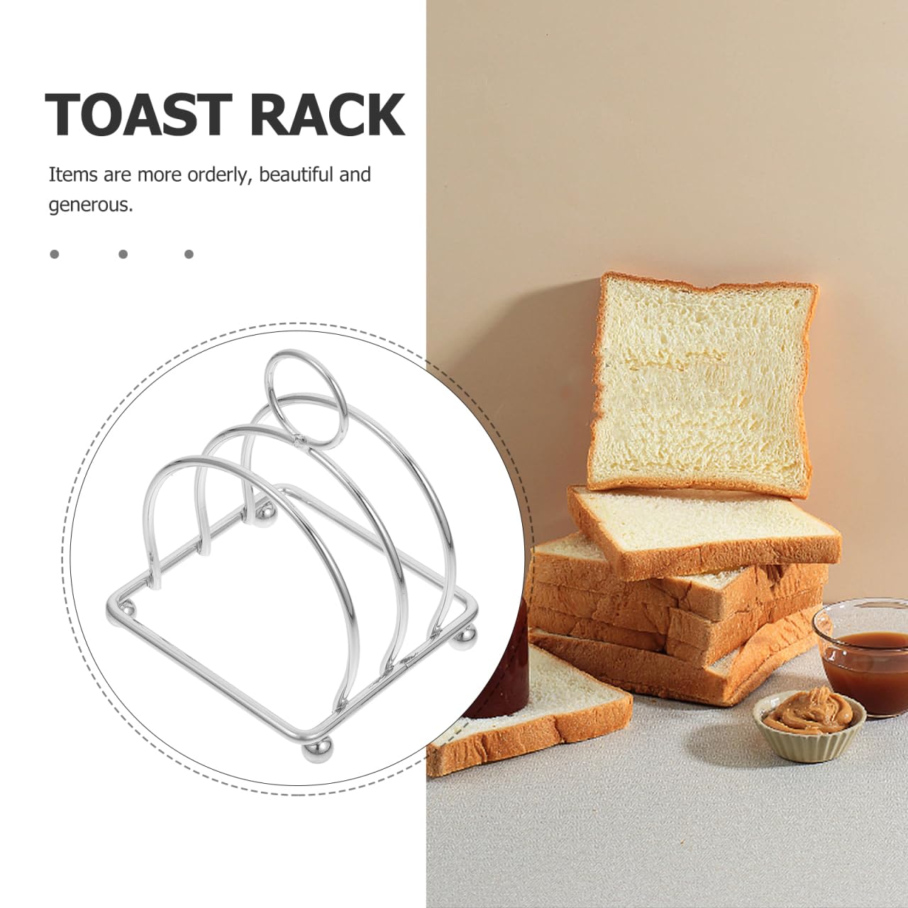 Cabilock Stainless Steel Toast Rack Vertical Bread Loaf Slices Holder Stand Table Serving Metal Slice Bread Rack Desktop Toast Stand Kitchen Gadget