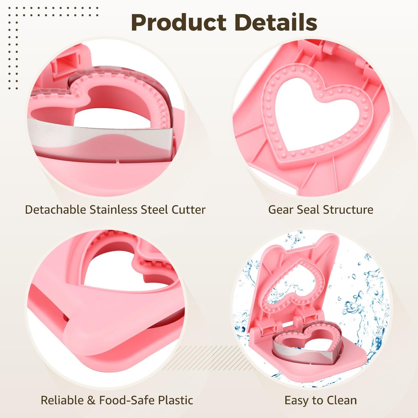 3 PCS Sandwich Cutter and Sealer Set, Stainless Steel Sandwich Mold for Youngster Lunch, Crustless Bread and Cookie Cutter Shapes, Square, Car, and Heart Design for Bento Box, Picnic