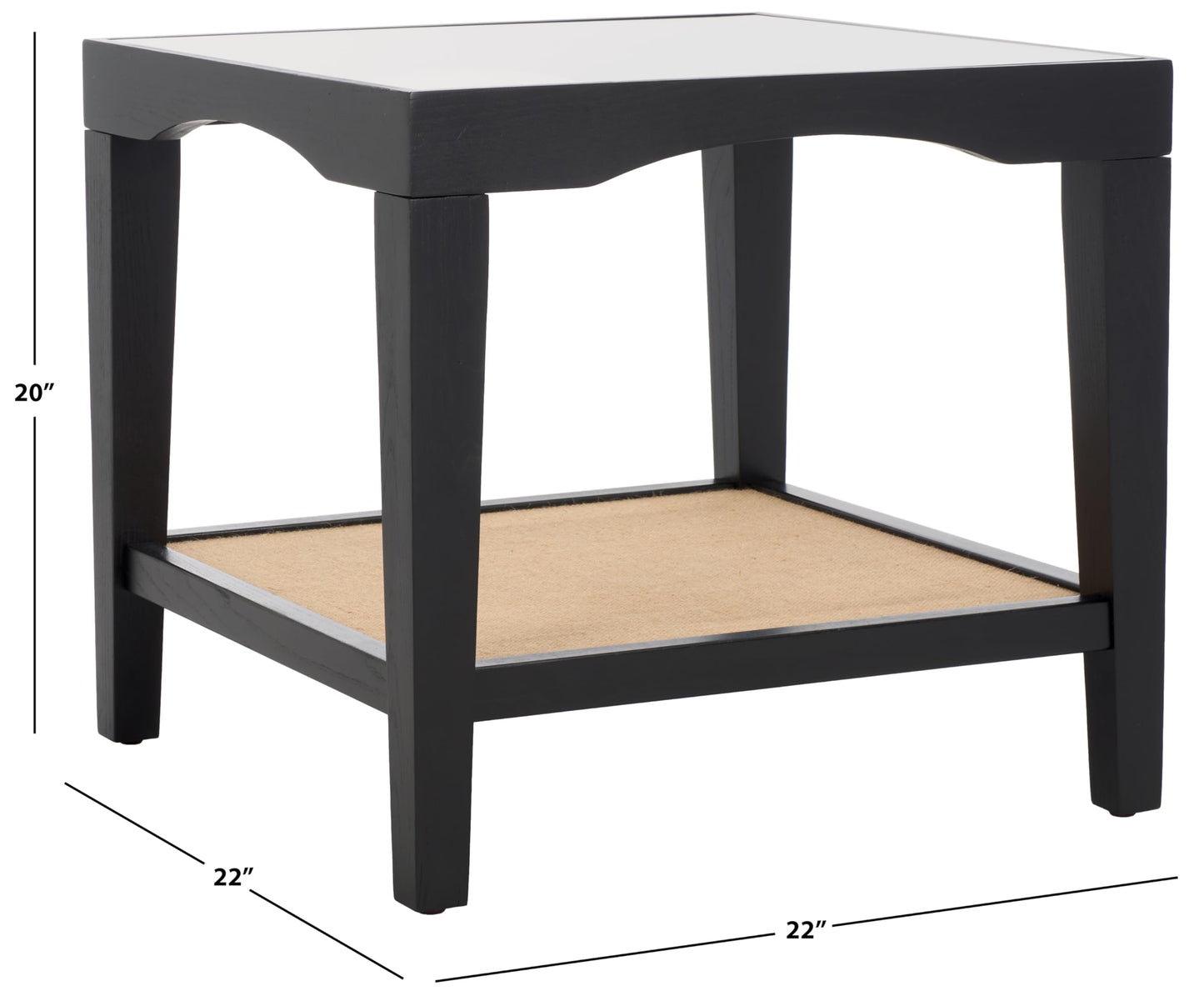 SAFAVIEH Couture Collection Nicolella Black Square Glass & Linen Accent Table