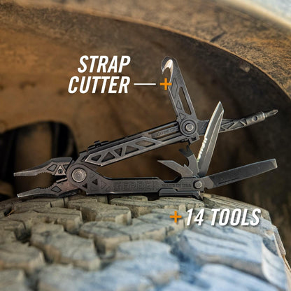 Gerber Gear Center Drive Rescue - Multitool Knife with Pliers, Strippers & Strap Cutter - Portable EDC Tactical Gear for Camping & Outdoor - Utility Tool - Berry Compliant Sheath - Made in USA - Black